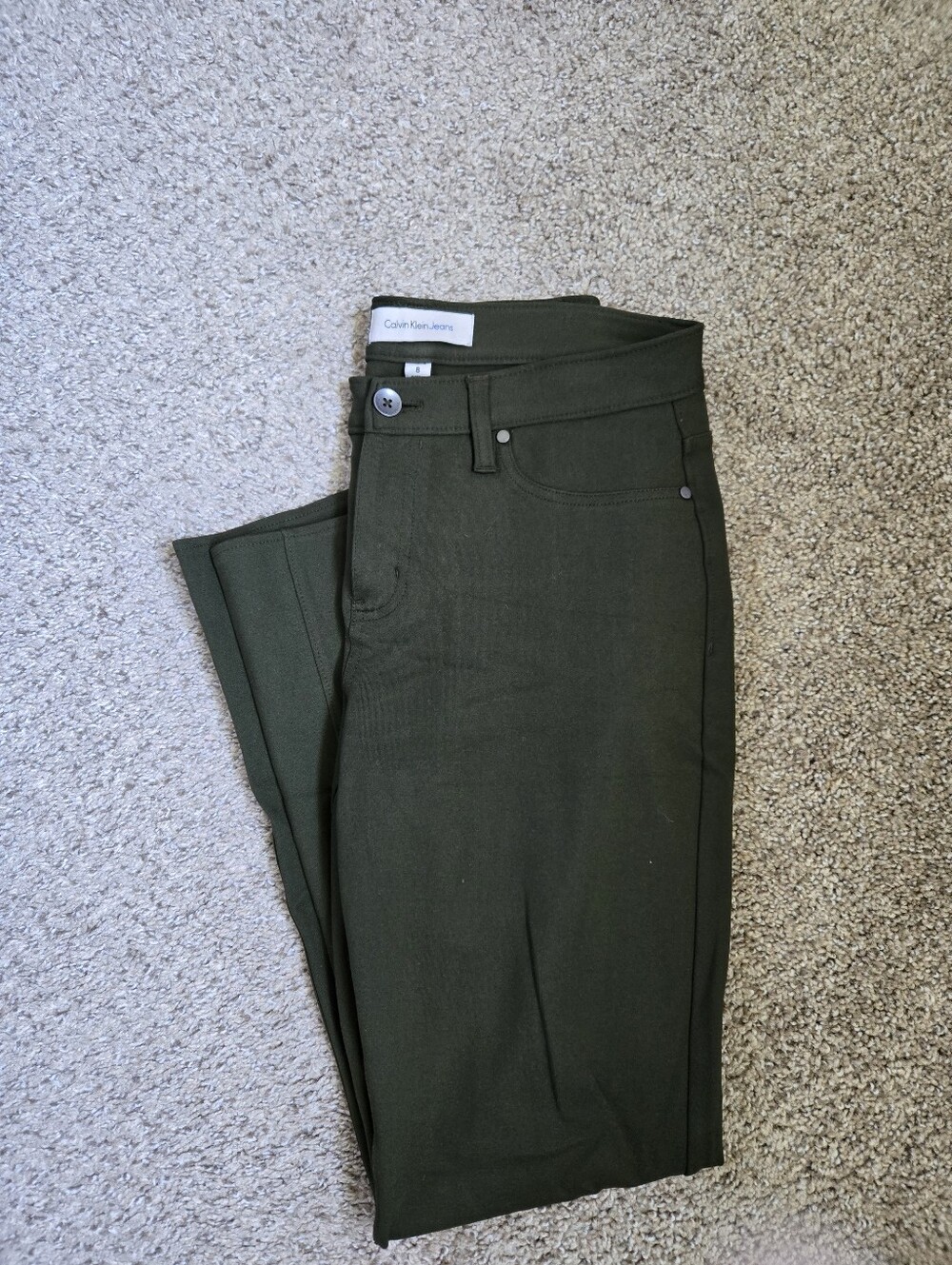 Calvin Klein Skinny Jeans Stretch Jeggings Olive Green Sz 8